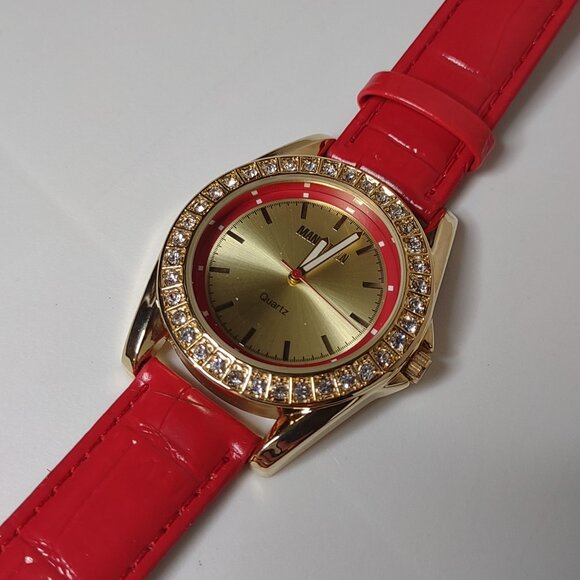 Red And Gold Tone Manhattan Analog Watch - Picture 1 of 12